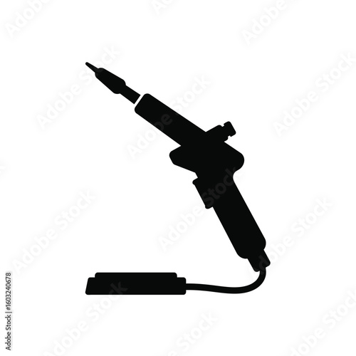 Black silhouette of a soldering iron with cord tool