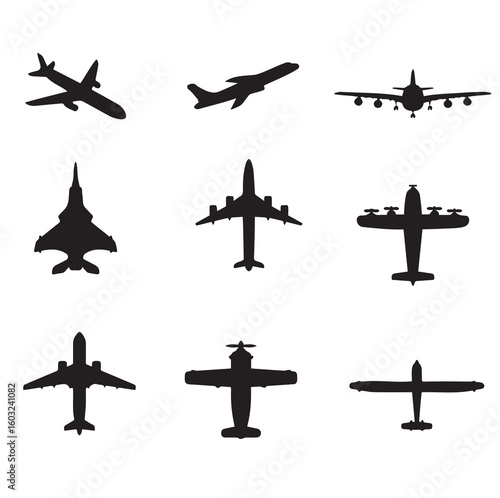 Different monochrome vector airplanes