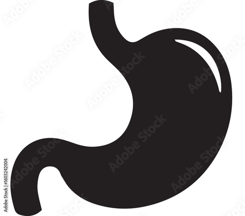 Human Stomach Organ Black Silhouette Icon Illustration for Digestive System Anatomy