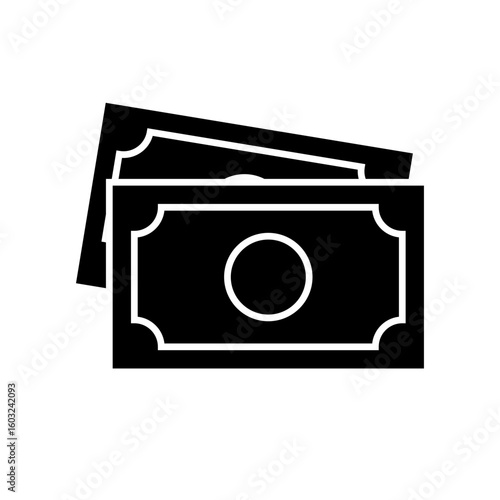 Paper Money Bills Stack Icon in Black and White