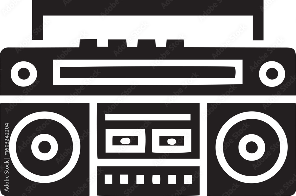 Fototapeta premium Simple Black and White Retro Boombox Icon