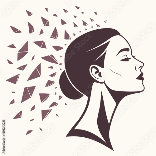Break Free: A monochrome illustration of a woman's head and the creative concept, a stunning artistic visual expression.