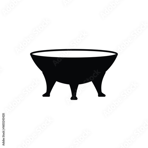 Black ceremonial bowl icon three-legged