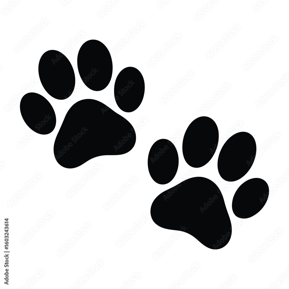 Two black paw prints silhouette Two black paw prints silhouette