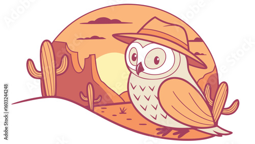 Creative SVG: Relaxed Owl in a Sundown Glow colored Desert sunset theme