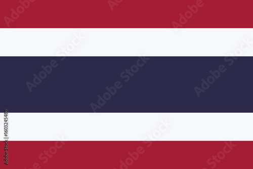 Official thailand national flag vector illustration with detailed red white blue stripes and emblem