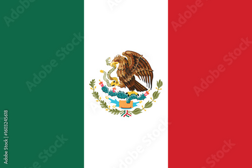 Detailed vector illustration of the national flag of mexico with vibrant colors and clean lines