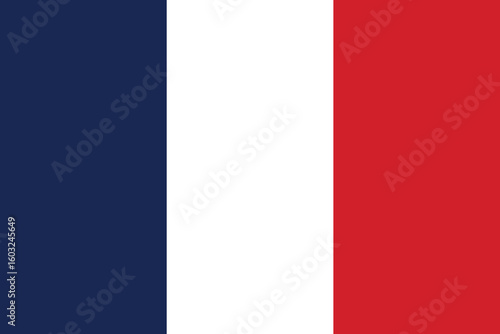 A classic french flag design featuring tricolor stripes and a clean vector illustration style