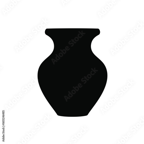 Black silhouette of a curved vase pottery ceramic