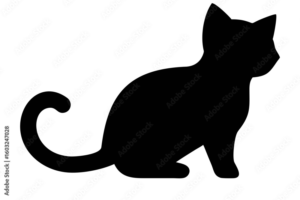 Fototapeta premium Black silhouette of a cat looking backward over shoulder