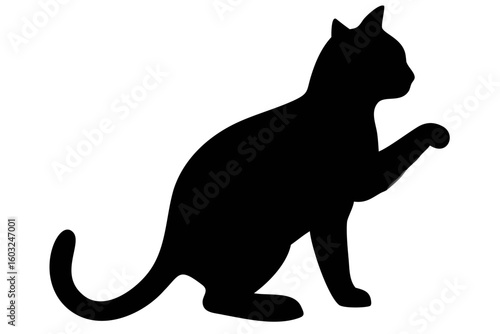 Alert cat silhouette with one paw raised animal domestic animal