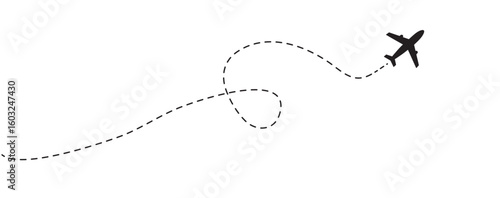 Abstract airplane route concept with interconnected lines and vibrant color accents for travel and logistics