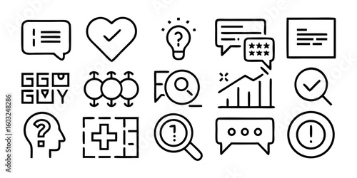 Various linear style survey web icons in minimalist design  