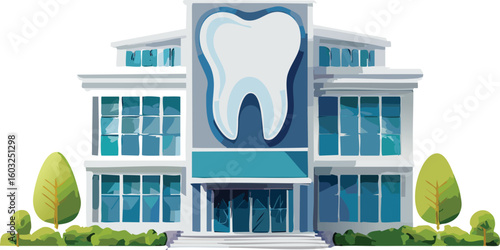 Modern Dental Clinic with Giant Tooth Sign Outside