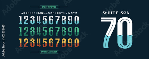 White Sox 70: a traditional football jersey font with classic color styling. Includes number templates in bold, retro forms. Ideal for sportswear, team posters, and branding.