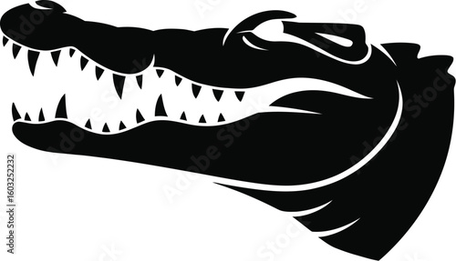 Black alligator head open mouth sharp teeth reptile