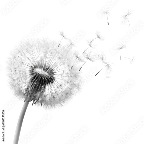 Wallpaper Mural A grayscale dandelion with seeds dispersing Torontodigital.ca
