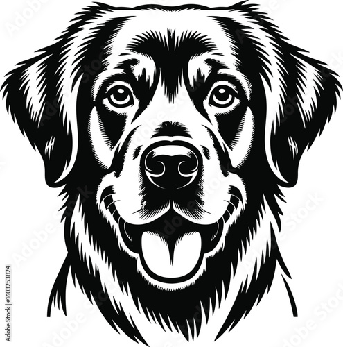 Happy dog portrait black and white canine animal