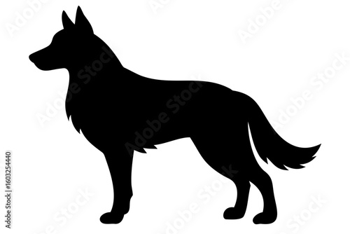 Long Haired German Shepherd Dog Silhouette animal