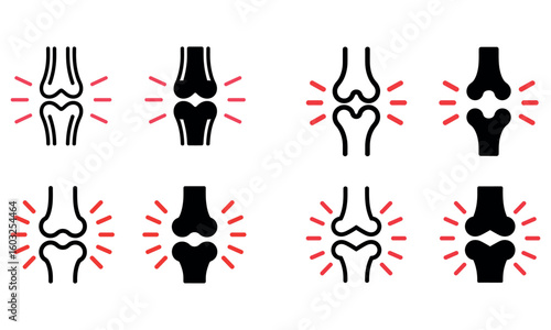 Joint pain medical icons for bone arthritis and health care problem illustration
