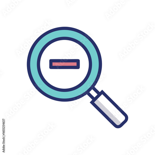 Magnifying glass with minus symbol indicating zoom out or reduce