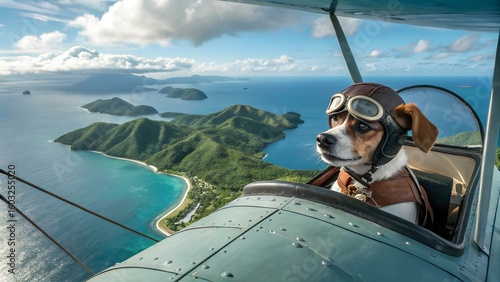 Fototapeta Naklejka Na Ścianę i Meble -  Dog Pilot Aerial View
