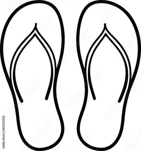 flip flops on sand line art