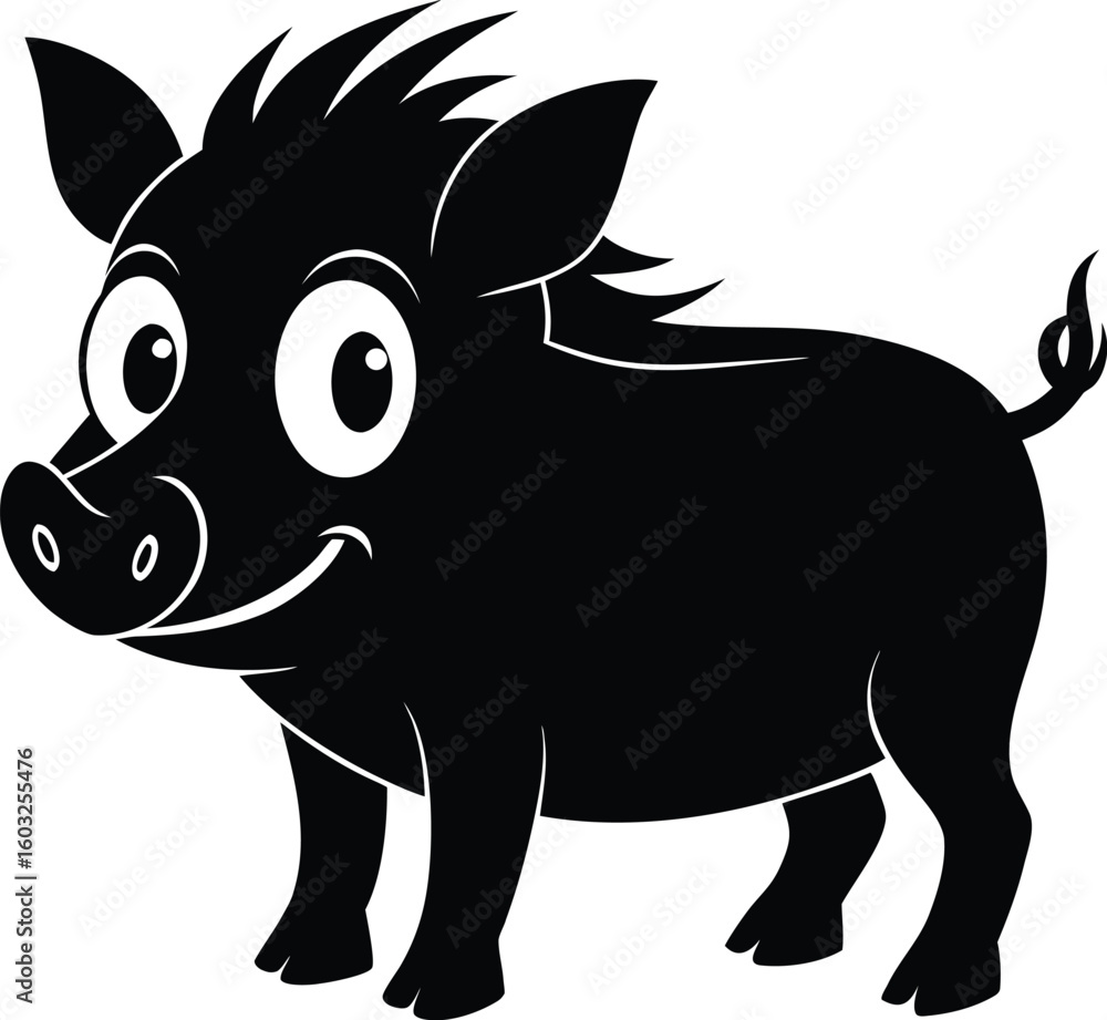 Naklejka premium Warthog vector silhouette with white background