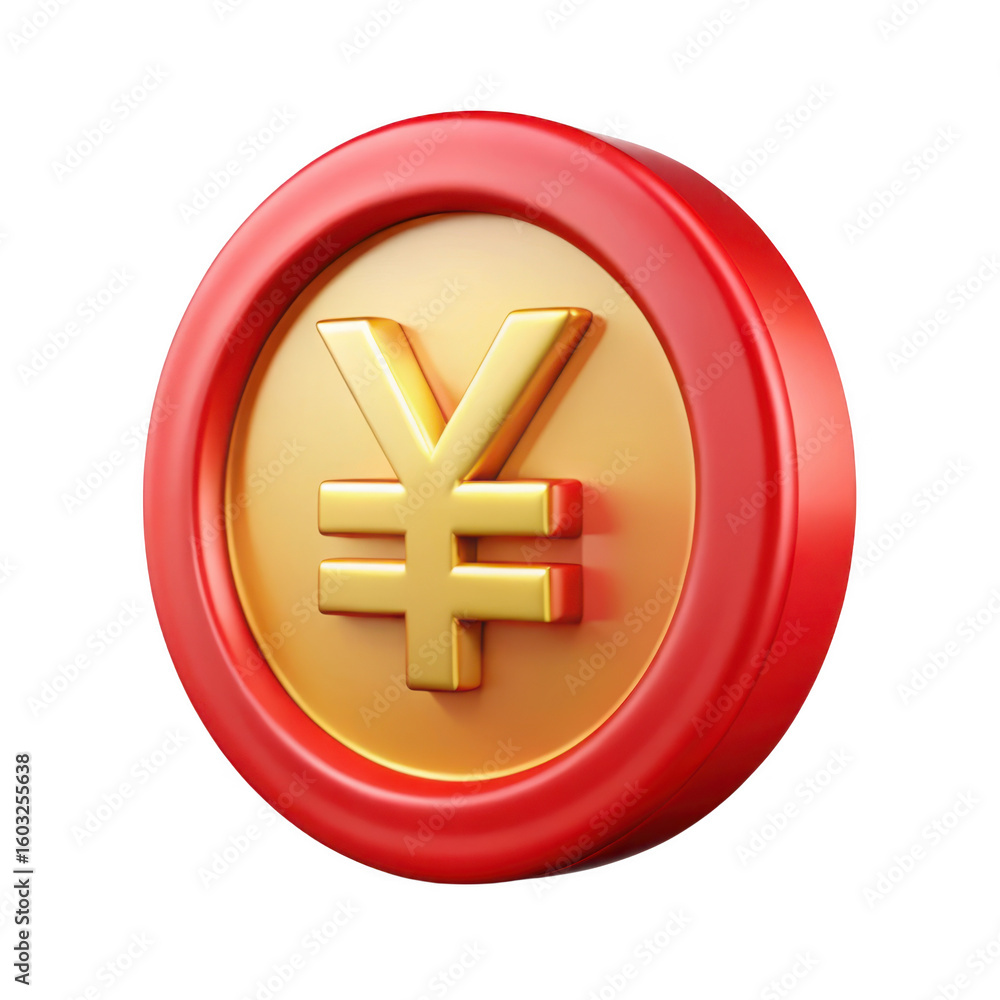 Obraz premium Japanese Yen Coin Illustration on Transparent Background