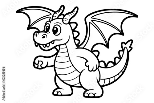 Clumsy Space Dragon – Bold Minimalist Cartoon Vector Line Art for Apparel and Vinyl Cutting generative ai 