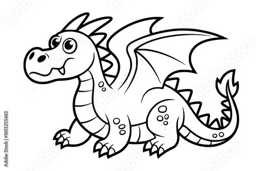 Clumsy Space Dragon – Bold Minimalist Cartoon Vector Line Art for Apparel and Vinyl Cutting generative ai 