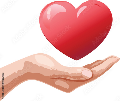 Hand Offering a Heart Symbol of Love, Care, and Compassion