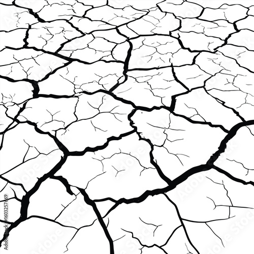 Abstract texture of cracked surface with black lines illustrating a dry earth terrain and geological perspective