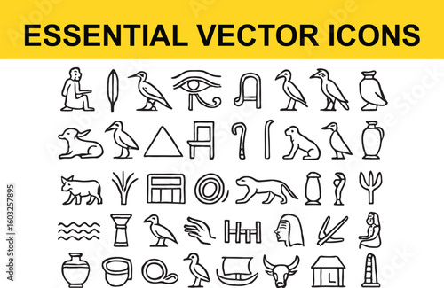 Ancient Egyptian Hieroglyph Icons Set hieroglyphs egyptian symbols