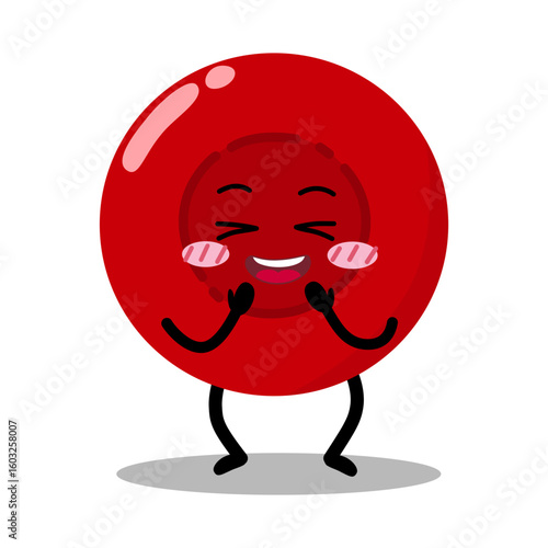 Cute Hand Drawn Shy red Blood Cell Blushing
