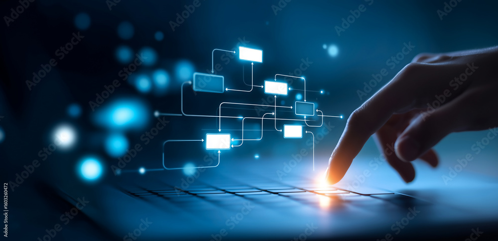 custom made wallpaper toronto digitalFuturistic User Interface With Digital Flowchart Elements Activated By Human Finger On Touchscreen