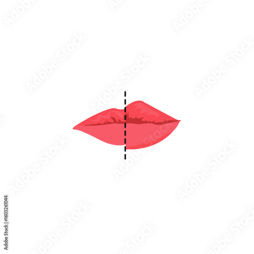 Lip augmentation icon flat vector design.