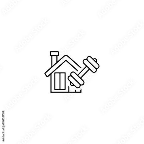 Fitness at home icon flat vector design.