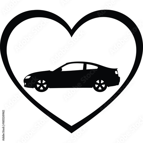 Heart-Shaped Car Silhouette: Love for Cars, Automotive Design Icon