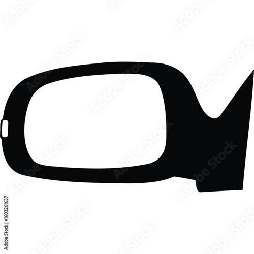 Car Side Mirror Icon, Automotive Part Silhouette, Vehicle Mirror Graphic