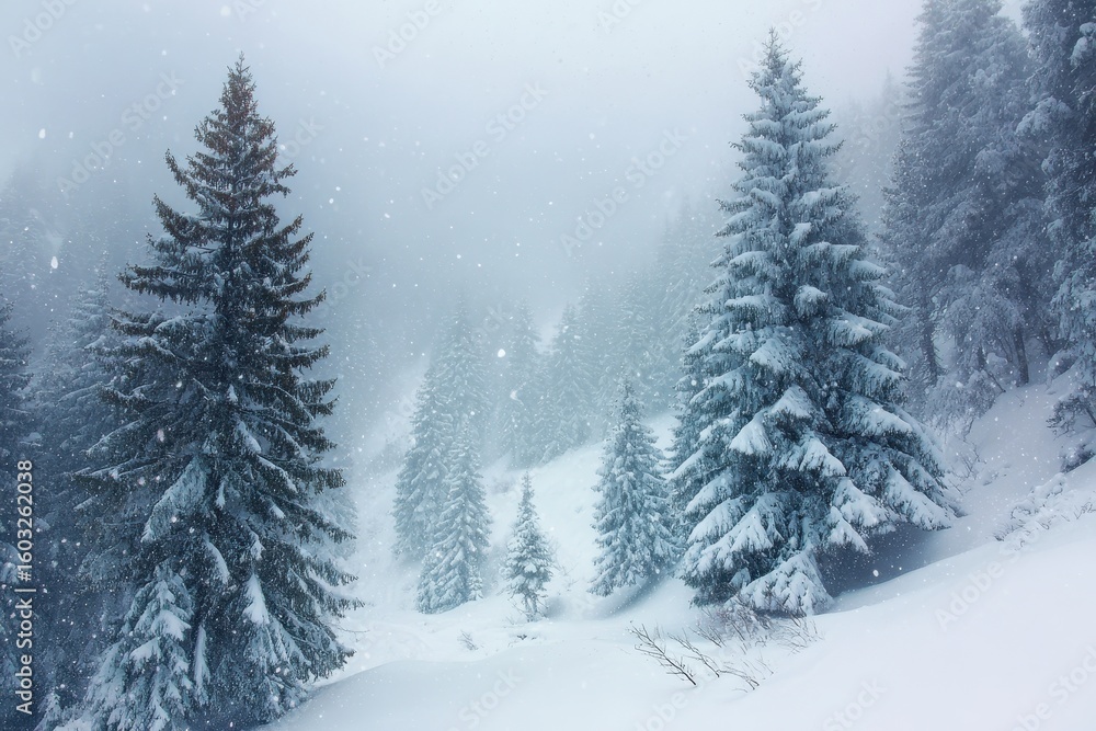 Fototapeta premium enchanting snowy winter scene with trees