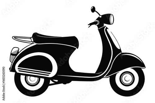Wallpaper Mural Vintage Style Scooter Illustration in Black and White with Classic Design Elements Torontodigital.ca