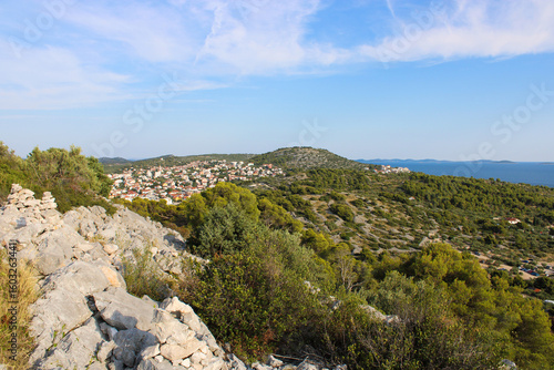 croatian valley panorama from viewpoint veli vrh, Murter, Croatia