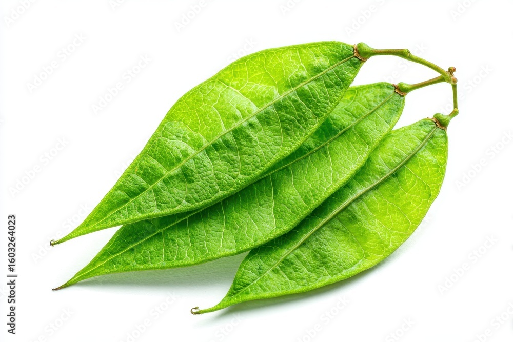 Obraz premium Detailed view of a green winged bean leaf on a white background with clipping path provided
