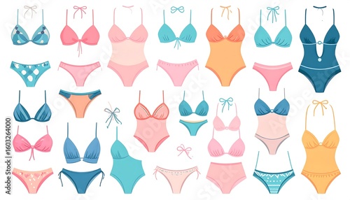 Collection of colorful women's swimsuits