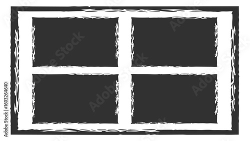 Abstract Graphic Window Frame with Four Panes in Black and White for Creative Design Projects