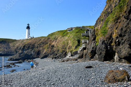 Child and Father Visit Yaquina Head Lighthouse