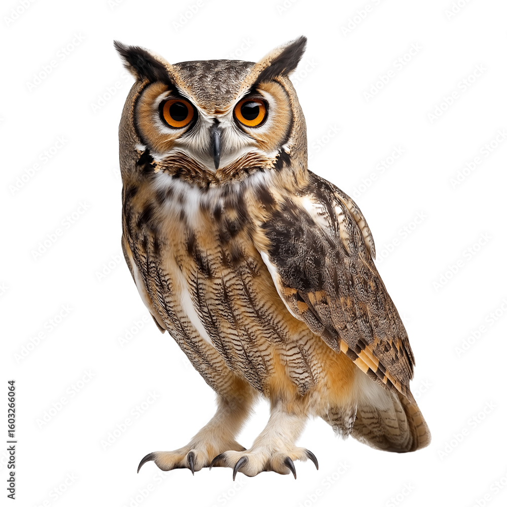 Naklejka premium Realistic Owl Bird Isolated on Transparent Background