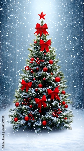 Snowy Christmas Tree Decor.