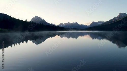 Wallpaper Mural Mountain lake sunrise reflection, calm Torontodigital.ca